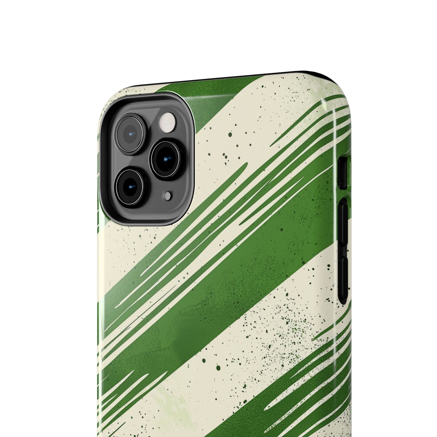 Green Stripes iPhone Case – Bold Diagonal Brushstroke Design - BOGO Cases