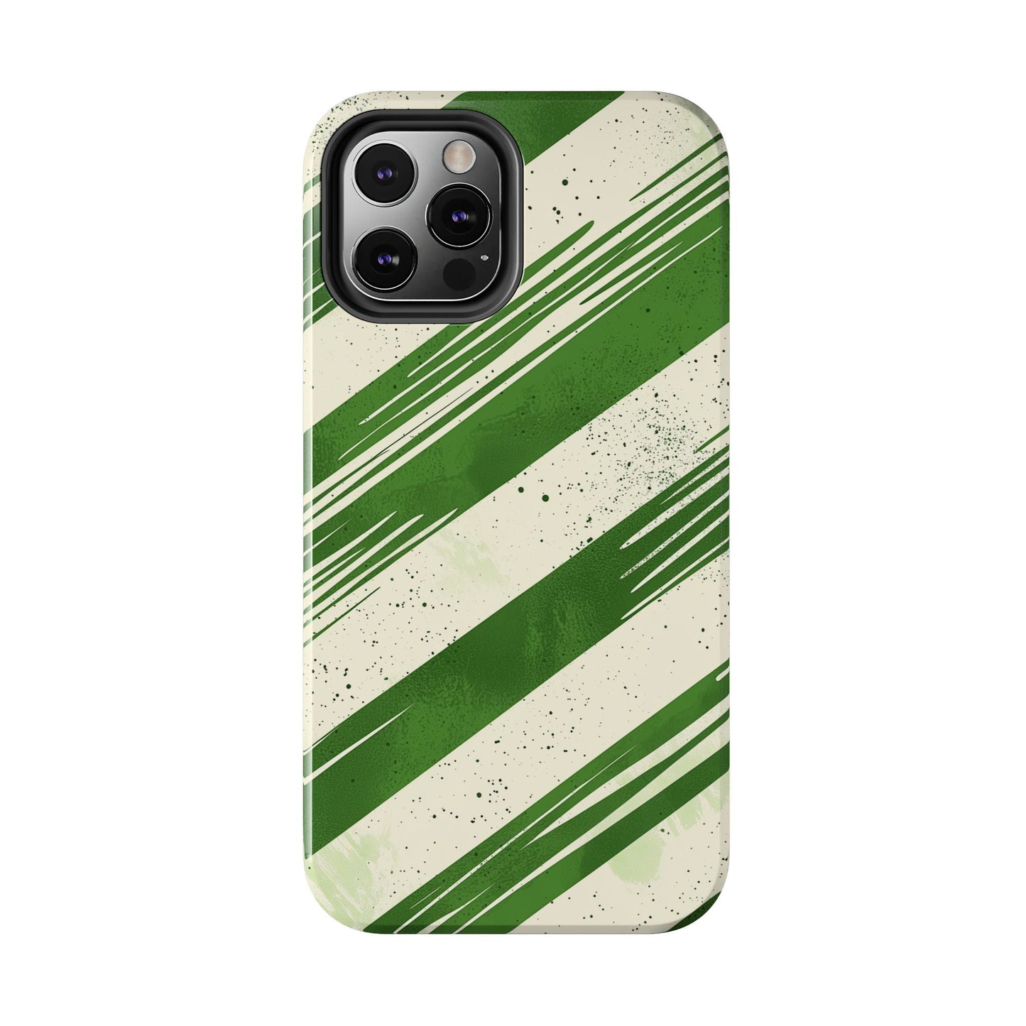 Green Stripes iPhone Case – Bold Diagonal Brushstroke Design - BOGO Cases