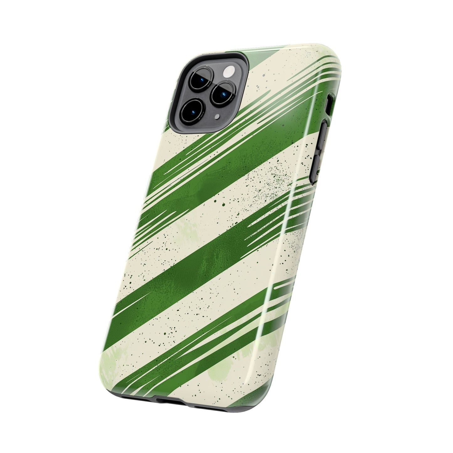 Green Stripes iPhone Case – Bold Diagonal Brushstroke Design - BOGO Cases