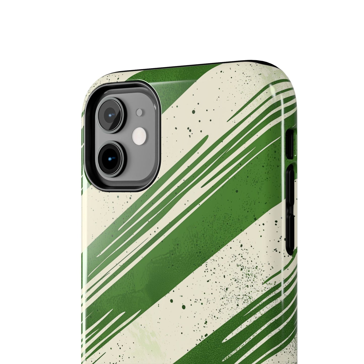 Green Stripes iPhone Case – Bold Diagonal Brushstroke Design - BOGO Cases