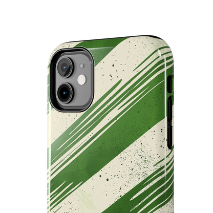 Green Stripes iPhone Case – Bold Diagonal Brushstroke Design - BOGO Cases