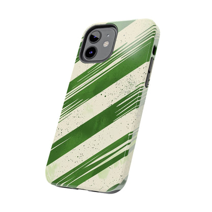 Green Stripes iPhone Case – Bold Diagonal Brushstroke Design - BOGO Cases