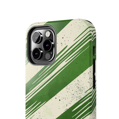 Green Stripes iPhone Case – Bold Diagonal Brushstroke Design - BOGO Cases