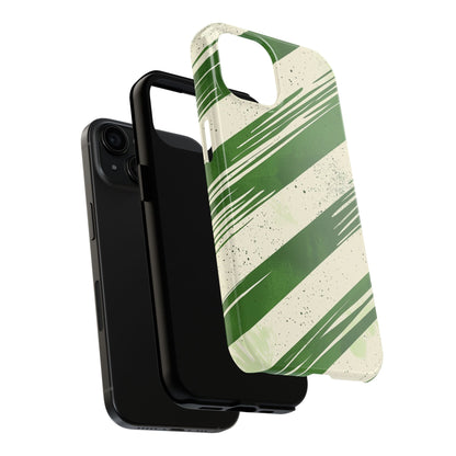 Green Stripes iPhone Case – Bold Diagonal Brushstroke Design - BOGO Cases