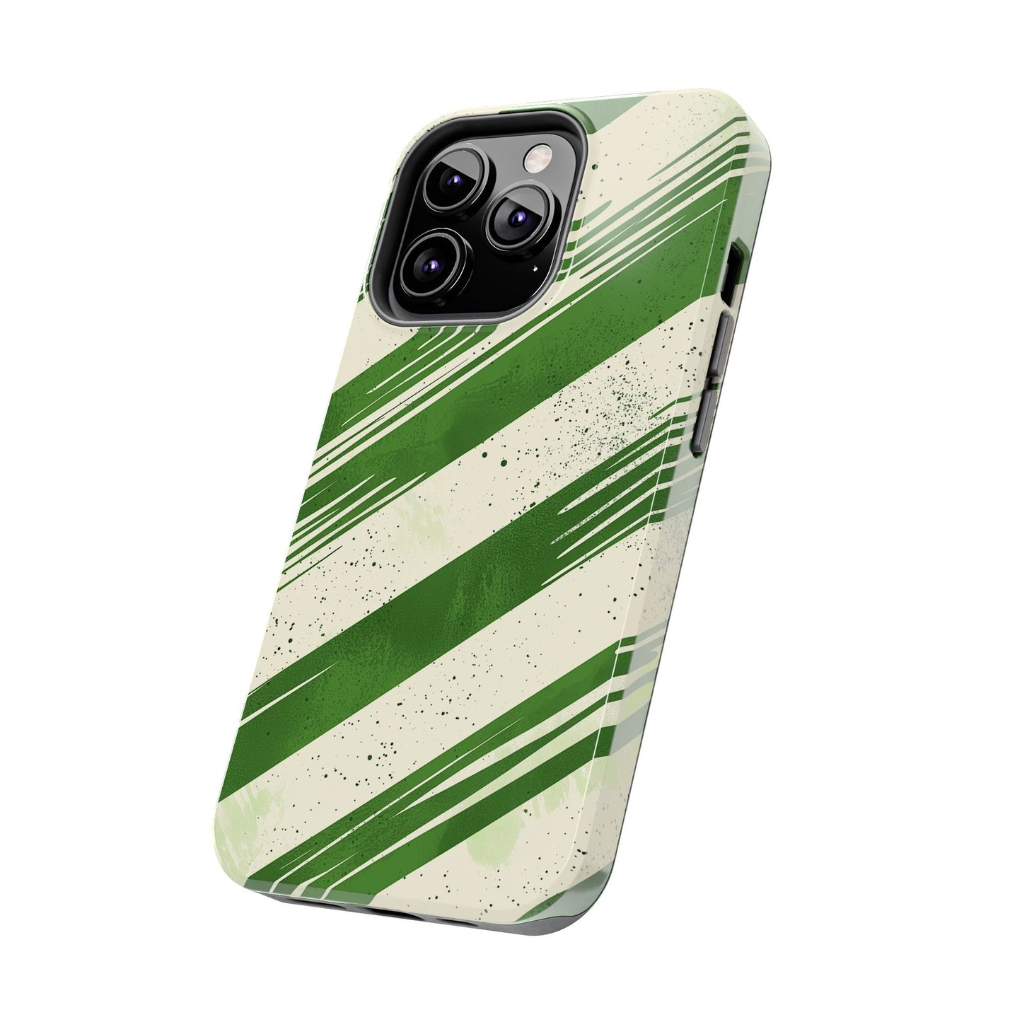 Green Stripes iPhone Case – Bold Diagonal Brushstroke Design - BOGO Cases