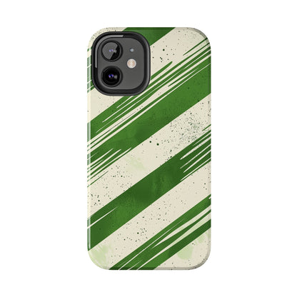 Green Stripes iPhone Case – Bold Diagonal Brushstroke Design - BOGO Cases