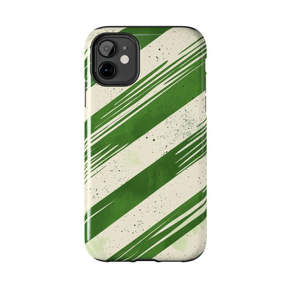 Green Stripes iPhone Case – Bold Diagonal Brushstroke Design - BOGO Cases