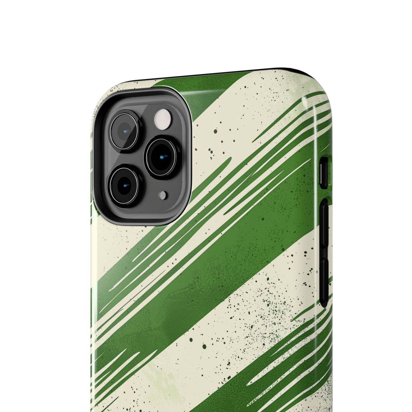 Green Stripes iPhone Case – Bold Diagonal Brushstroke Design - BOGO Cases