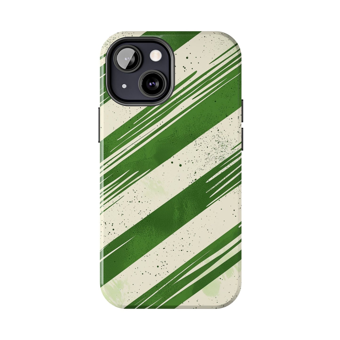 Green Stripes iPhone Case – Bold Diagonal Brushstroke Design - BOGO Cases