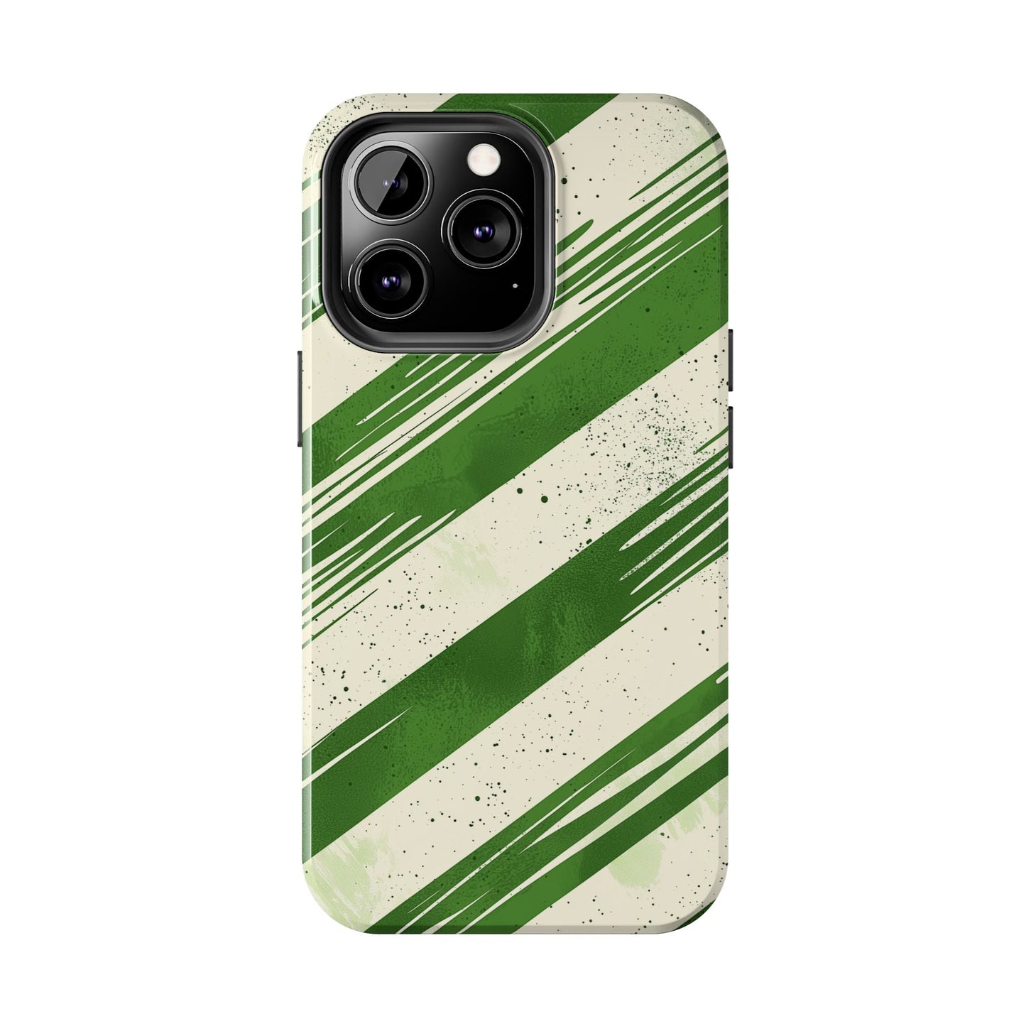 Green Stripes iPhone Case – Bold Diagonal Brushstroke Design - BOGO Cases