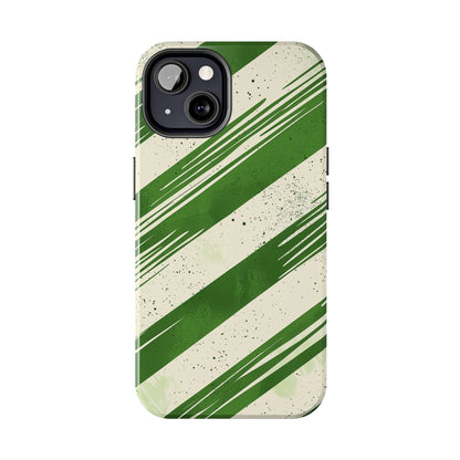 Green Stripes iPhone Case – Bold Diagonal Brushstroke Design - BOGO Cases