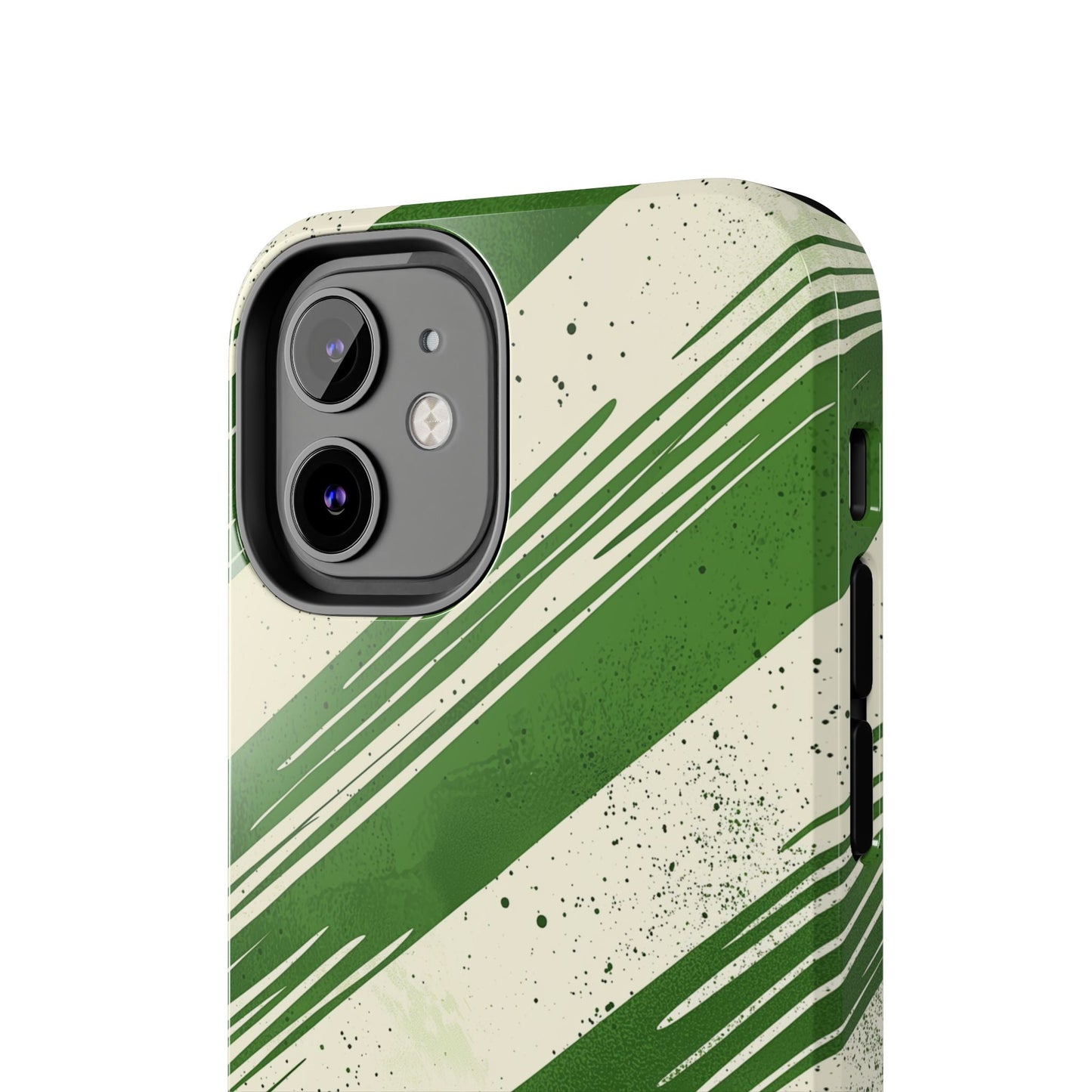 Green Stripes iPhone Case – Bold Diagonal Brushstroke Design - BOGO Cases