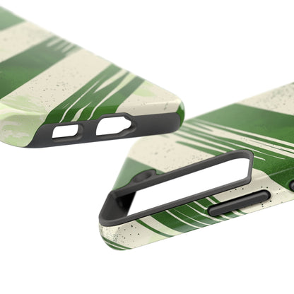 Green Stripes Samsung Galaxy Case – Bold Diagonal Brushstroke Design - BOGO Cases