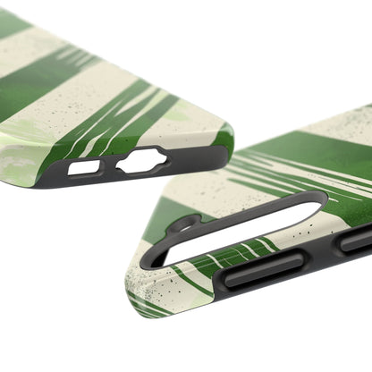 Green Stripes Samsung Galaxy Case – Bold Diagonal Brushstroke Design - BOGO Cases