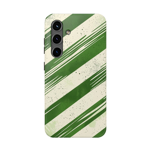 Green Stripes Samsung Galaxy Case – Bold Diagonal Brushstroke Design - BOGO Cases