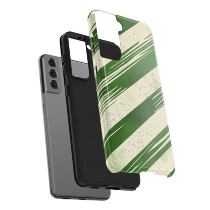 Green Stripes Samsung Galaxy Case – Bold Diagonal Brushstroke Design - BOGO Cases