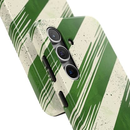 Green Stripes Samsung Galaxy Case – Bold Diagonal Brushstroke Design - BOGO Cases