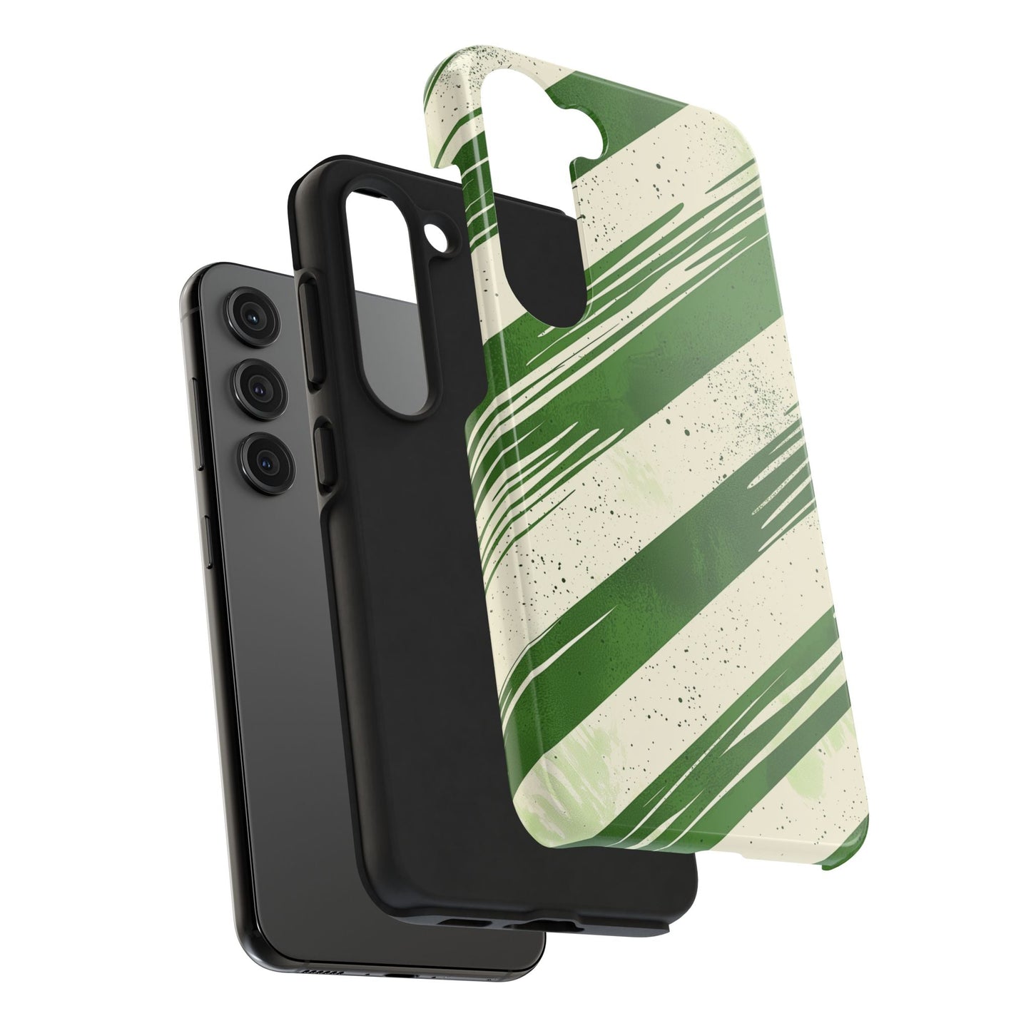 Green Stripes Samsung Galaxy Case – Bold Diagonal Brushstroke Design - BOGO Cases