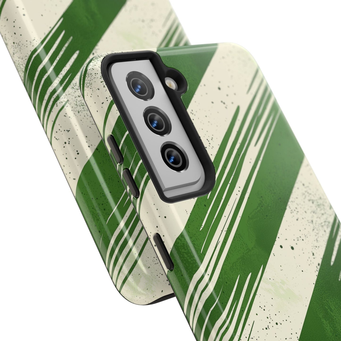 Green Stripes Samsung Galaxy Case – Bold Diagonal Brushstroke Design - BOGO Cases