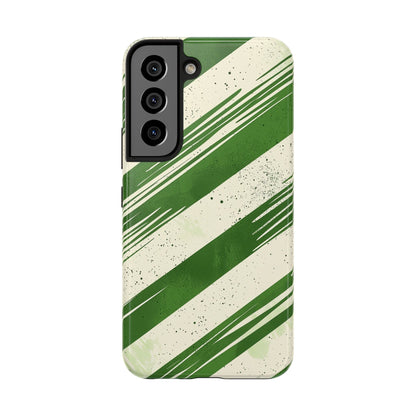 Green Stripes Samsung Galaxy Case – Bold Diagonal Brushstroke Design - BOGO Cases