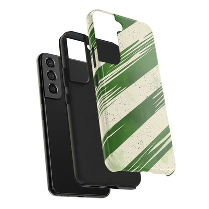 Green Stripes Samsung Galaxy Case – Bold Diagonal Brushstroke Design - BOGO Cases