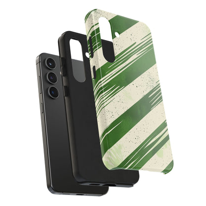 Green Stripes Samsung Galaxy Case – Bold Diagonal Brushstroke Design - BOGO Cases