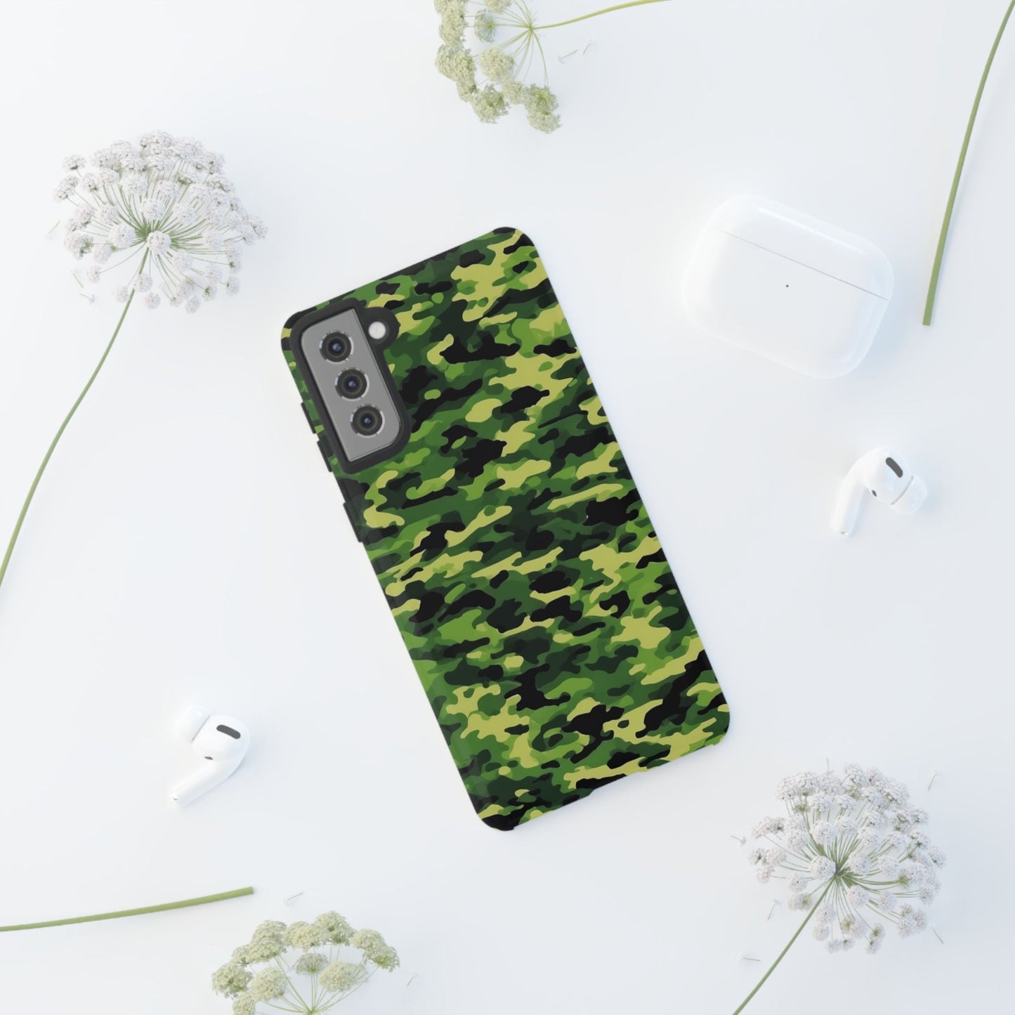 Green Woodland Camouflage – Samsung Galaxy Case, Tough Drop - Proof Design - BOGO Cases