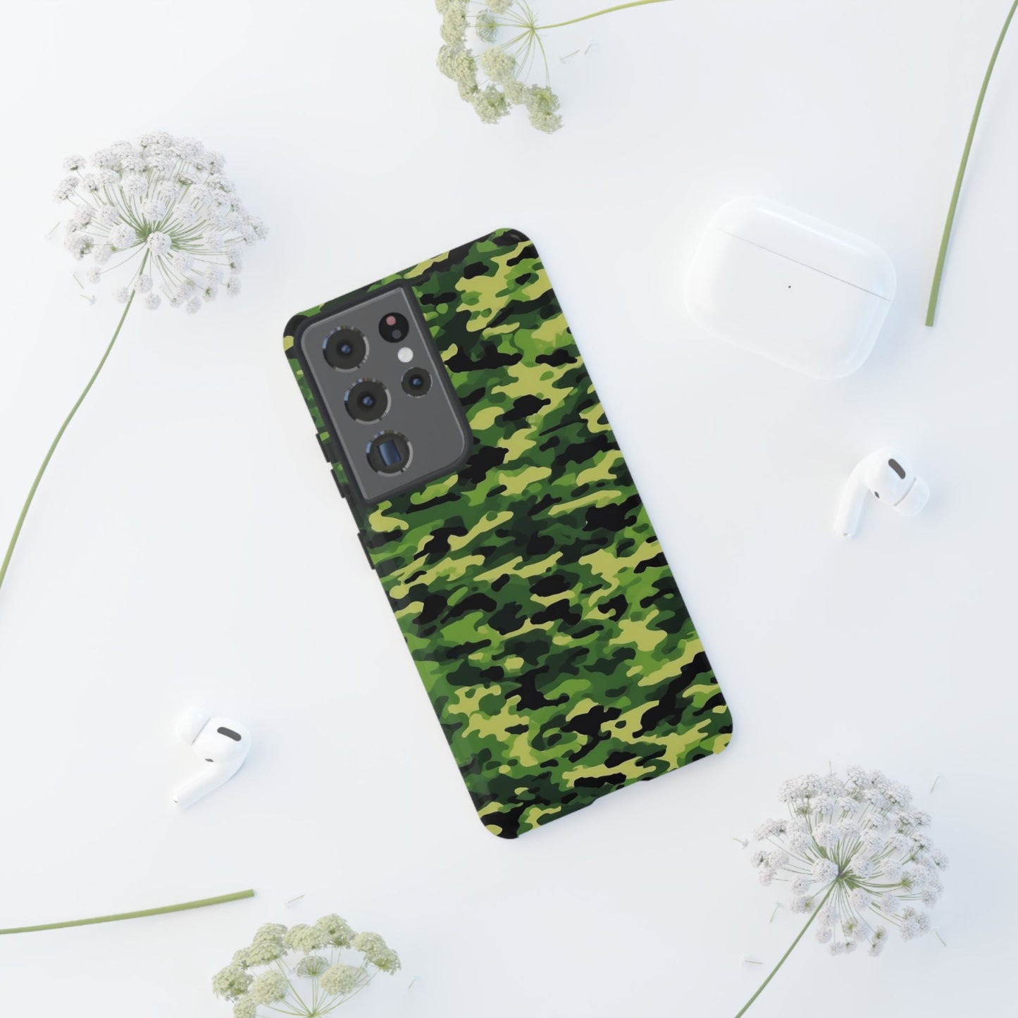 Green Woodland Camouflage – Samsung Galaxy Case, Tough Drop - Proof Design - BOGO Cases