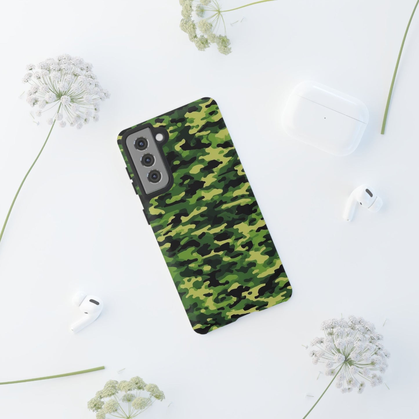 Green Woodland Camouflage – Samsung Galaxy Case, Tough Drop - Proof Design - BOGO Cases