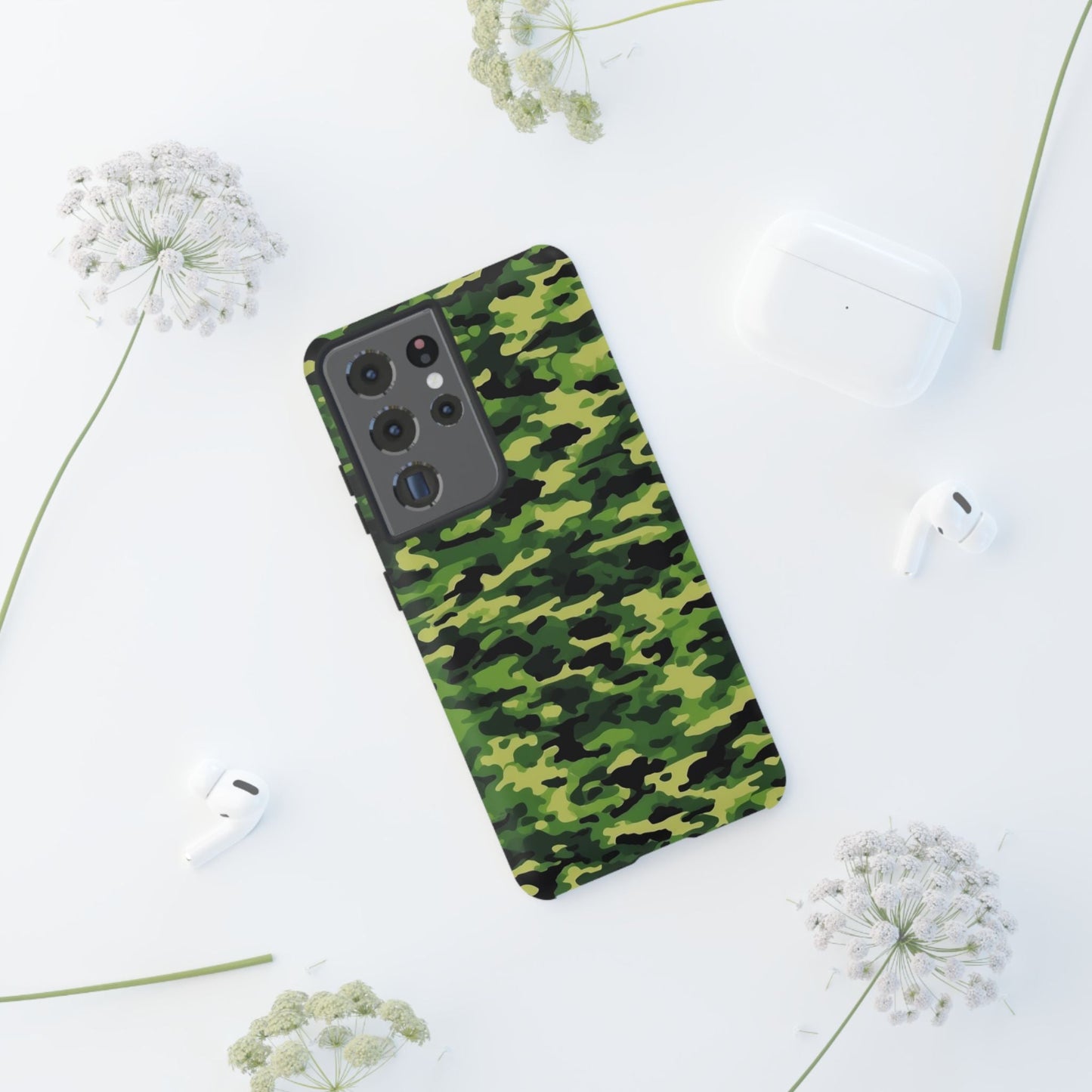 Green Woodland Camouflage – Samsung Galaxy Case, Tough Drop - Proof Design - BOGO Cases