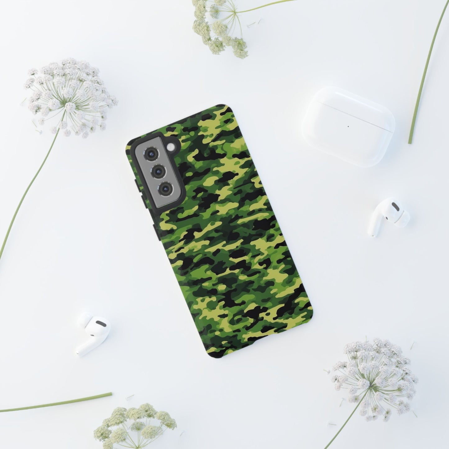 Green Woodland Camouflage – Samsung Galaxy Case, Tough Drop - Proof Design - BOGO Cases