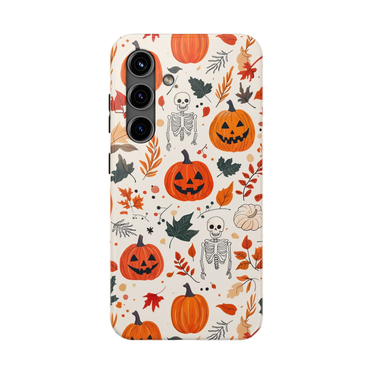 Halloween Pumpkin & Skeleton Samsung GalaxyCase – Spooky Autumn Design - BOGO Cases