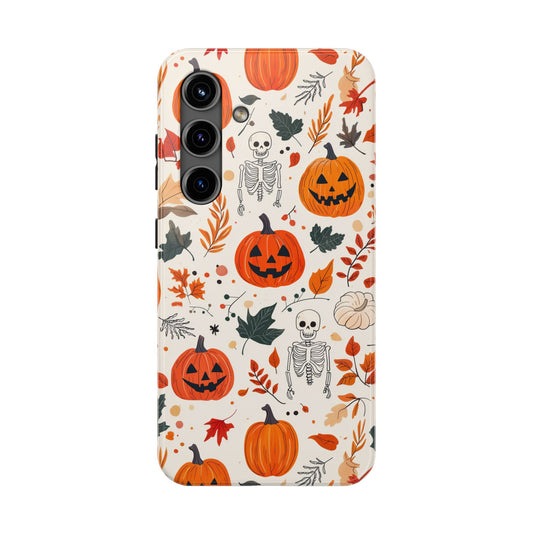 Halloween Pumpkin & Skeleton Samsung GalaxyCase – Spooky Autumn Design - BOGO Cases