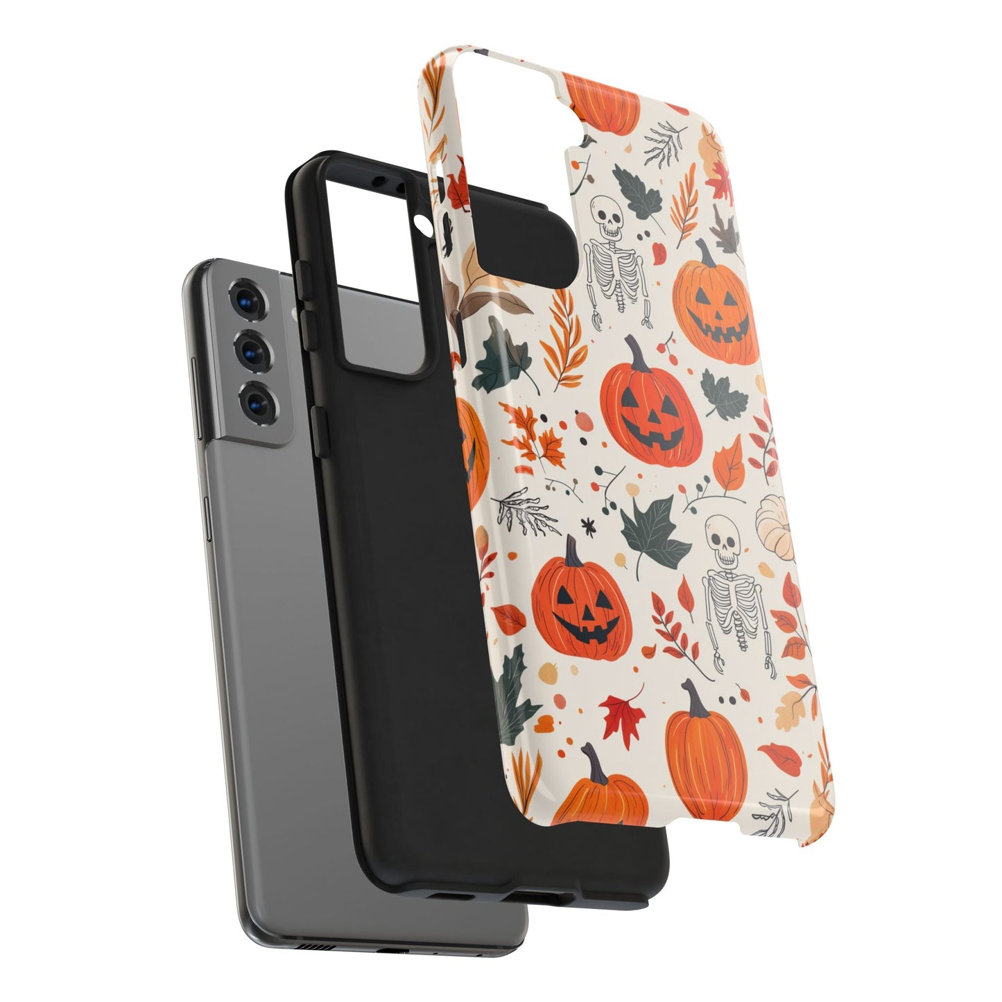 Halloween Pumpkin & Skeleton Samsung GalaxyCase – Spooky Autumn Design - BOGO Cases