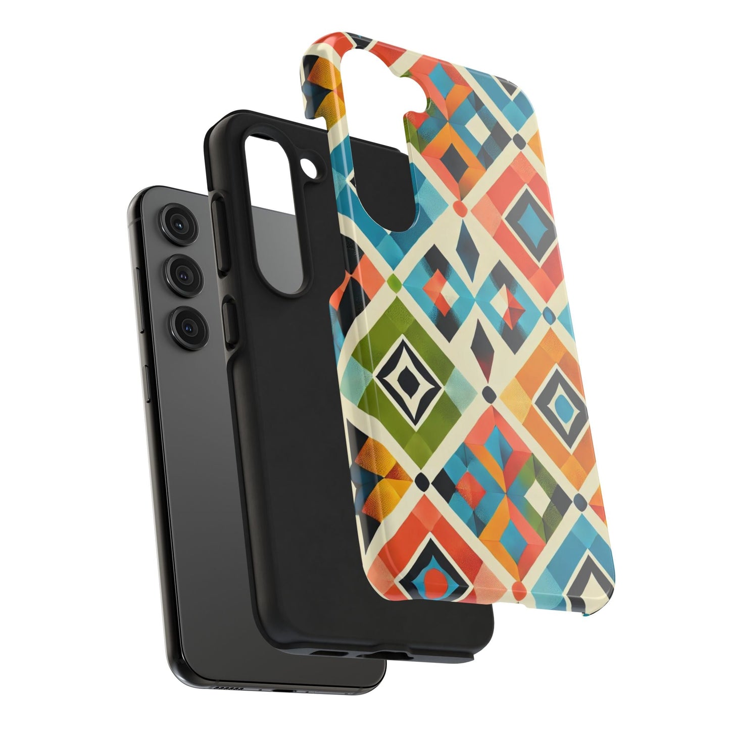 Harlequin Geometric Samsung Galaxy Case - Vibrant Abstract Protective Cover - BOGO Cases