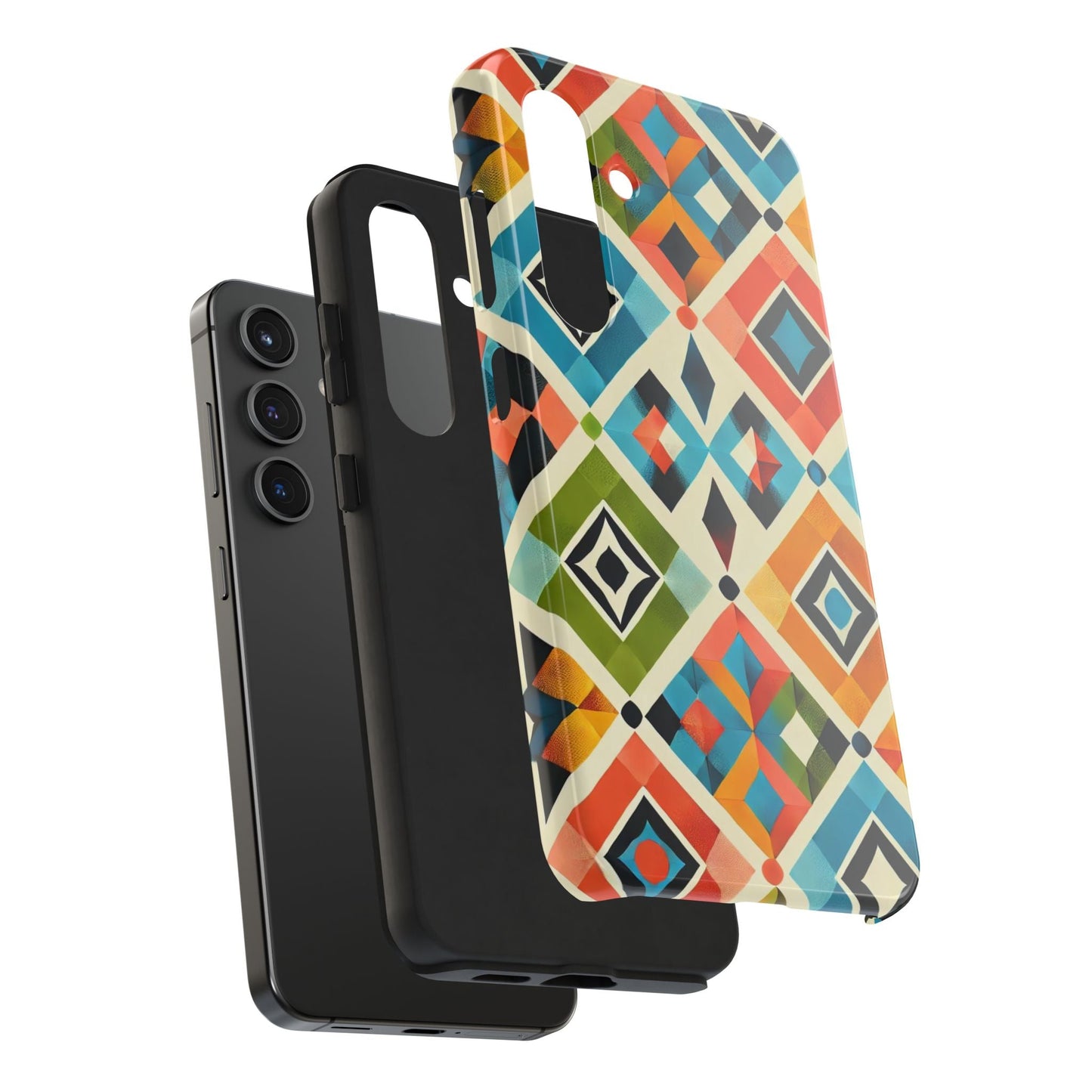 Harlequin Geometric Samsung Galaxy Case - Vibrant Abstract Protective Cover - BOGO Cases