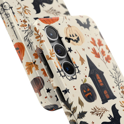 Haunted Halloween Samsung Galaxy Case – Haunted House, Bats, and Pumpkins Design - BOGO Cases