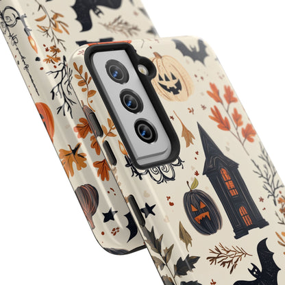 Haunted Halloween Samsung Galaxy Case – Haunted House, Bats, and Pumpkins Design - BOGO Cases