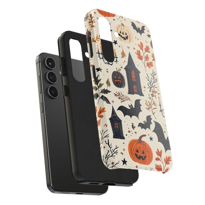 Haunted Halloween Samsung Galaxy Case – Haunted House, Bats, and Pumpkins Design - BOGO Cases