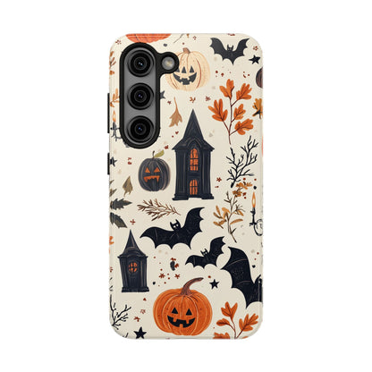 Haunted Halloween Samsung Galaxy Case – Haunted House, Bats, and Pumpkins Design - BOGO Cases