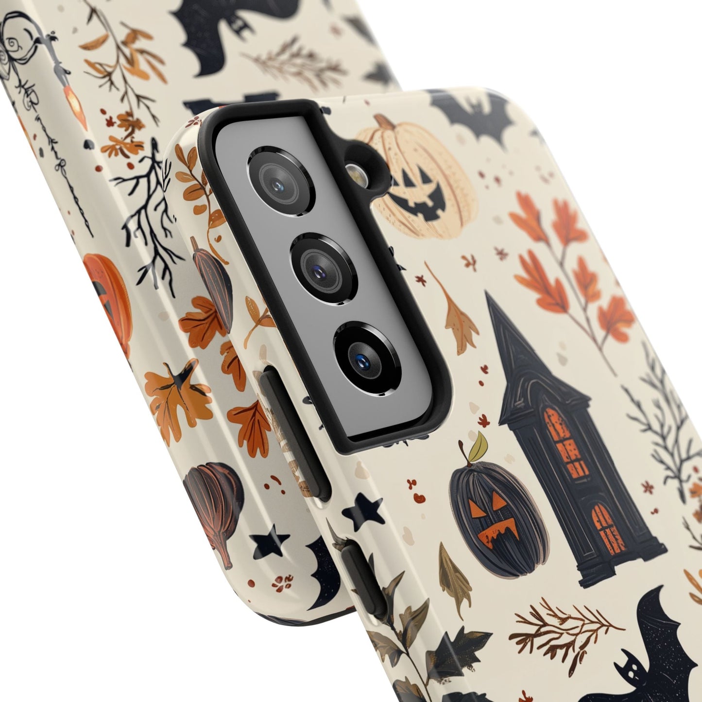 Haunted Halloween Samsung Galaxy Case – Haunted House, Bats, and Pumpkins Design - BOGO Cases