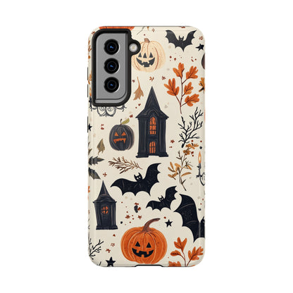 Haunted Halloween Samsung Galaxy Case – Haunted House, Bats, and Pumpkins Design - BOGO Cases