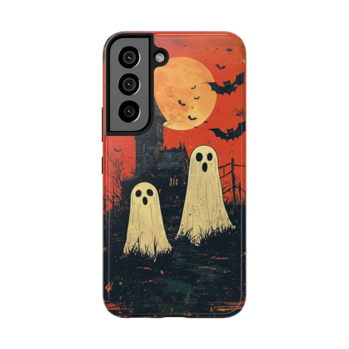 Haunted House & Ghosts Samsung Galaxy Case – Spooky Halloween Full Moon Design - BOGO Cases