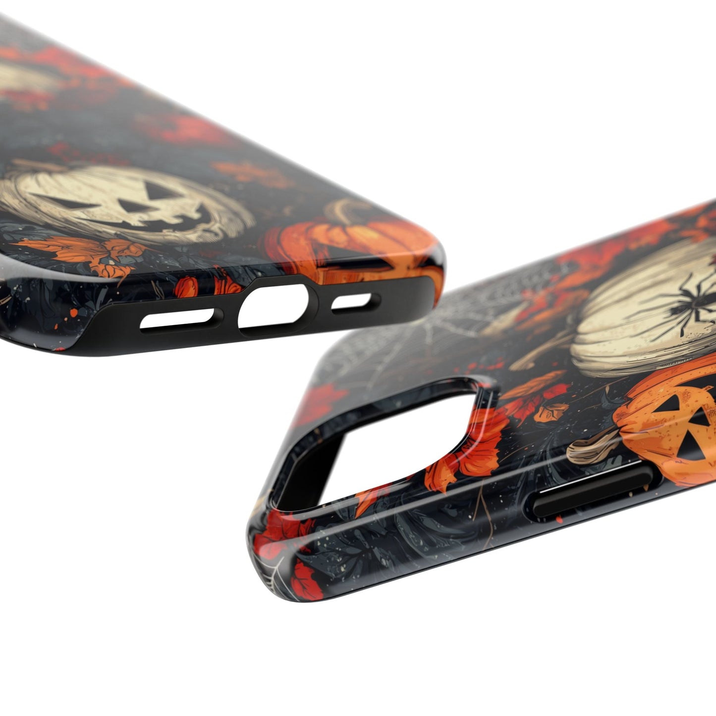 Hauntingly Elegant Halloween iPhone Case – Pumpkins, Spiders, and Autumn Leaves Design - BOGO Cases