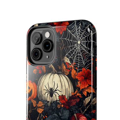 Hauntingly Elegant Halloween iPhone Case – Pumpkins, Spiders, and Autumn Leaves Design - BOGO Cases