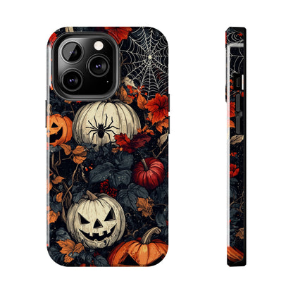 Hauntingly Elegant Halloween iPhone Case – Pumpkins, Spiders, and Autumn Leaves Design - BOGO Cases