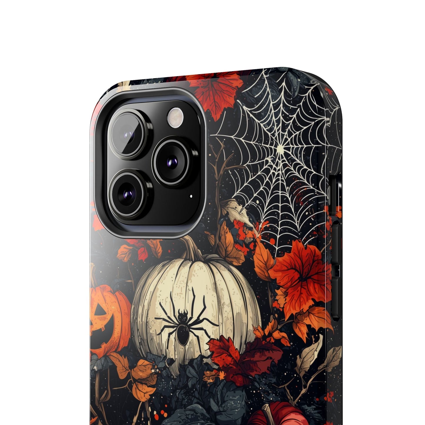 Hauntingly Elegant Halloween iPhone Case – Pumpkins, Spiders, and Autumn Leaves Design - BOGO Cases