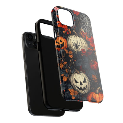 Hauntingly Elegant Halloween iPhone Case – Pumpkins, Spiders, and Autumn Leaves Design - BOGO Cases