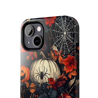 Hauntingly Elegant Halloween iPhone Case – Pumpkins, Spiders, and Autumn Leaves Design - BOGO Cases