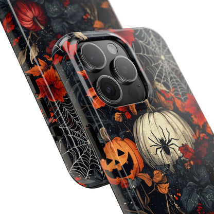 Hauntingly Elegant Halloween iPhone Case – Pumpkins, Spiders, and Autumn Leaves Design - BOGO Cases